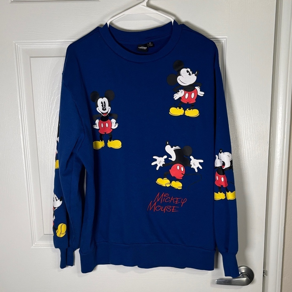 Disney Mickey Mouse Blue Sweatshirt Mickey & Friends Graphic Pullover Size S